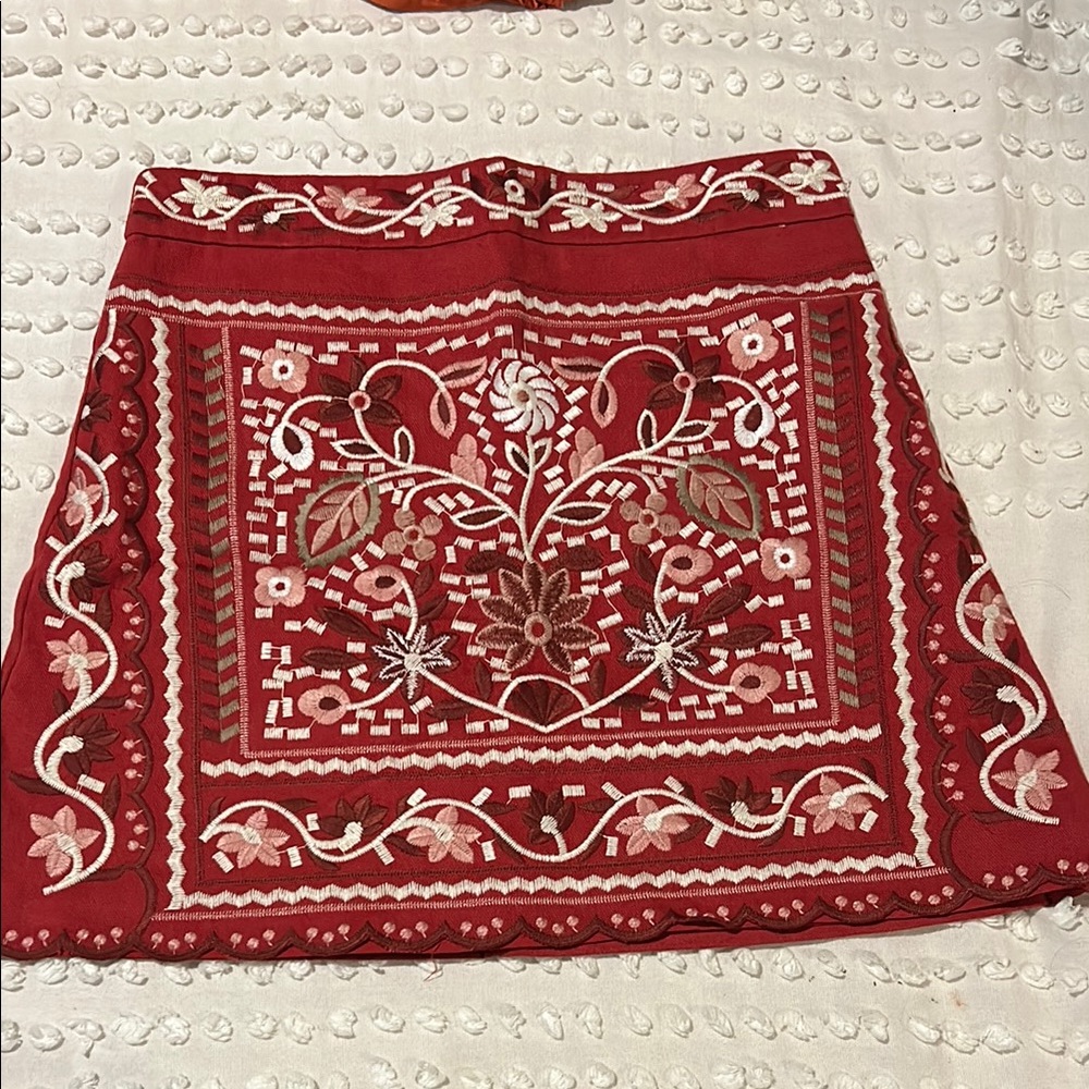 Altar'd State Red Embellished A-Line Mini Skirt